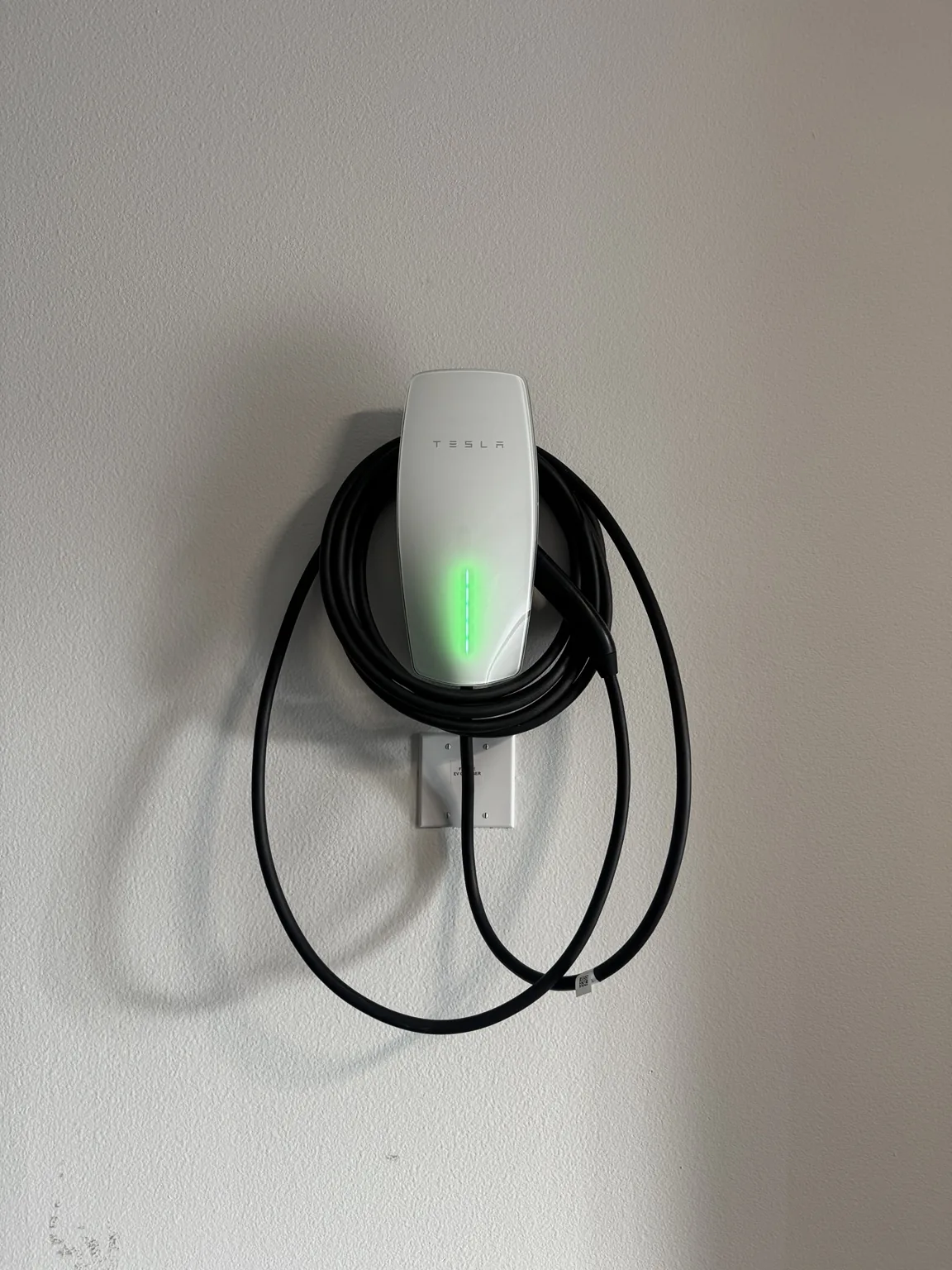 Indoor Tesla wall connector installation