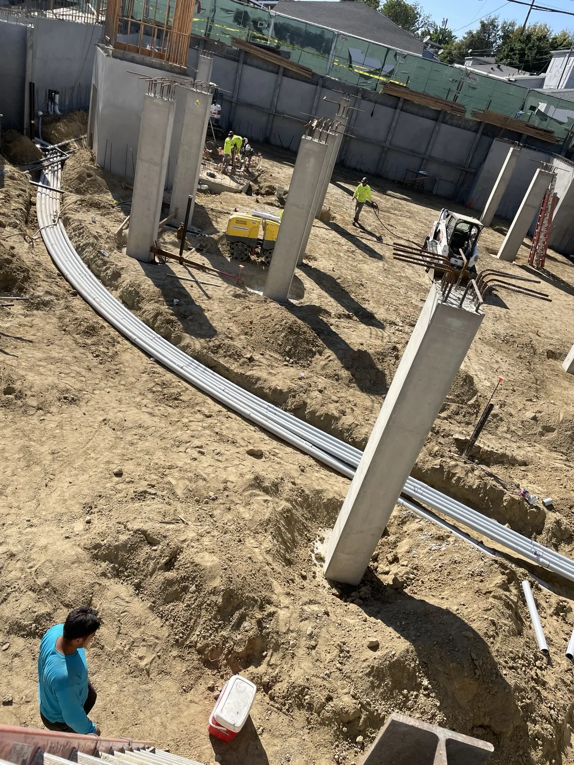 Underground electrical conduit installation during new construction