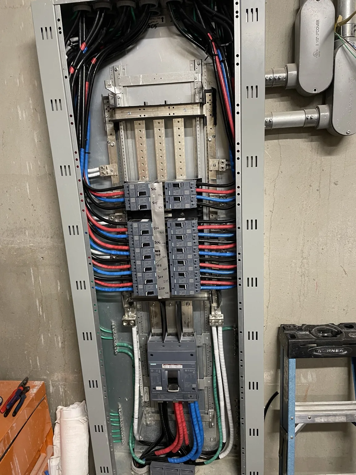 Commercial main electrical panel and distribution equipment